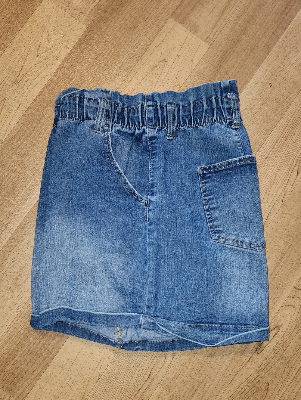 No Boundaries Blue Elastic Waist Denim Shorts with Side Patch Pocket